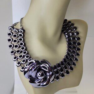 Grey Gunmetal Choker Collar Necklace